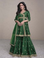 Forest Green Real Premium Silk Sharara Suit